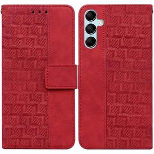 For Samsung Galaxy M14 Geometric Embossed Leather Phone Case(Red)