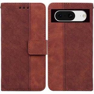 For Google Pixel 8 Geometric Embossed Leather Phone Case(Brown)
