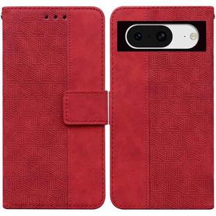 For Google Pixel 8 Geometric Embossed Leather Phone Case(Red)