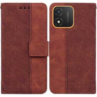 For Honor X5 Geometric Embossed Leather Phone Case(Brown)