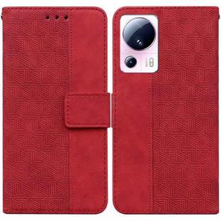 For Xiaomi 13 Lite / Civi 2 Geometric Embossed Leather Phone Case(Red)