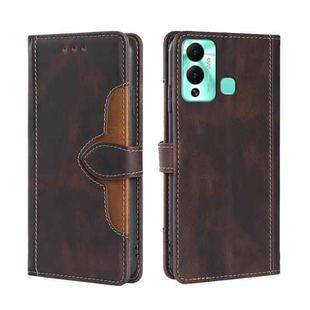 For Infinix Hot 12 Play Skin Feel Magnetic Buckle Leather Phone Case(Brown)