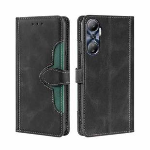 For Infinix Hot 20 4G Skin Feel Magnetic Buckle Leather Phone Case(Black)