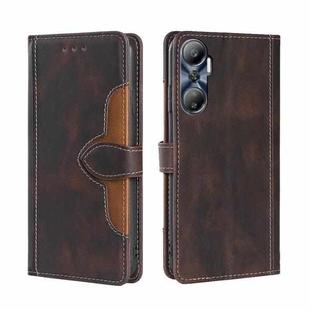 For Infinix Hot 20 4G Skin Feel Magnetic Buckle Leather Phone Case(Brown)