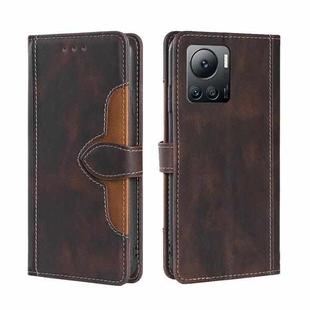 For Infinix Note 12 VIP Skin Feel Magnetic Buckle Leather Phone Case(Brown)
