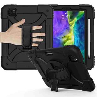 For iPad Pro 11 (2020) Shockproof  PC + Silicone Combination Tablet Case with Holder & Hand Strap & Shoulder strap(Black)