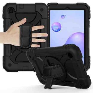 For Samsung Galaxy Tab A 8.4 (2020) Shockproof  PC + Silicone Combination Case with Holder & Hand Strap & Shoulder strap(Black)