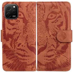 For Huawei nova Y61 / Enjoy 50z Tiger Embossing Pattern Flip Leather Phone Case(Brown)