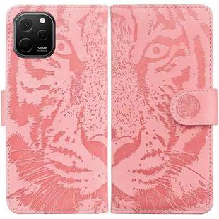 For Huawei nova Y61 / Enjoy 50z Tiger Embossing Pattern Flip Leather Phone Case(Pink)