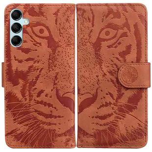 For Samsung Galaxy M14 Tiger Embossing Pattern Flip Leather Phone Case(Brown)