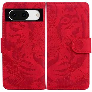 For Google Pixel 8 Tiger Embossing Pattern Flip Leather Phone Case(Red)