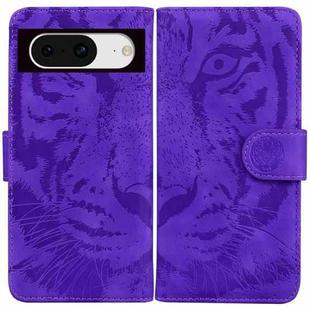 For Google Pixel 8 Tiger Embossing Pattern Flip Leather Phone Case(Purple)