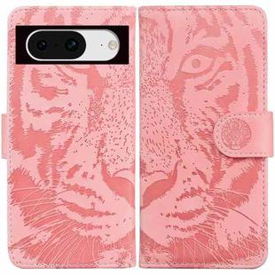 For Google Pixel 8 Tiger Embossing Pattern Flip Leather Phone Case(Pink)