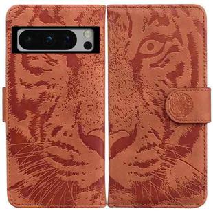 For Google Pixel 8 Pro Tiger Embossing Pattern Flip Leather Phone Case(Brown)