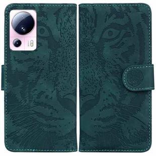 For Xiaomi 13 Lite / Civi 2 Tiger Embossing Pattern Flip Leather Phone Case(Green)