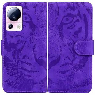 For Xiaomi 13 Lite / Civi 2 Tiger Embossing Pattern Flip Leather Phone Case(Purple)