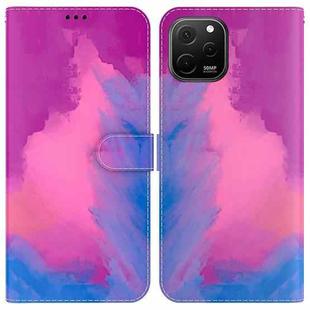 For Huawei nova Y61 / Enjoy 50z Watercolor Pattern Flip Leather Phone Case(Purple Red)