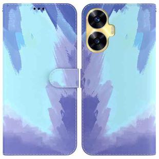 For Realme C55 Watercolor Pattern Flip Leather Phone Case(Winter Snow)