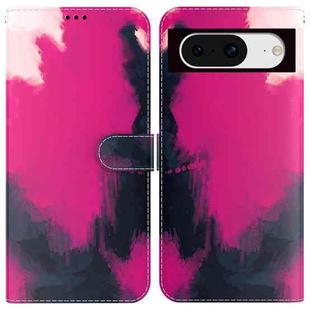 For Google Pixel 8 Watercolor Pattern Flip Leather Phone Case(Berry)