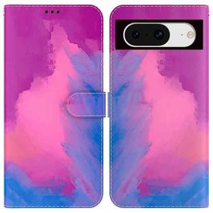 For Google Pixel 8 Watercolor Pattern Flip Leather Phone Case(Purple Red)