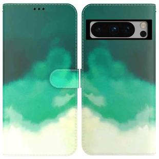 For Google Pixel 8 Pro Watercolor Pattern Flip Leather Phone Case(Cyan Green)