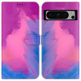 For Google Pixel 8 Pro Watercolor Pattern Flip Leather Phone Case(Purple Red)
