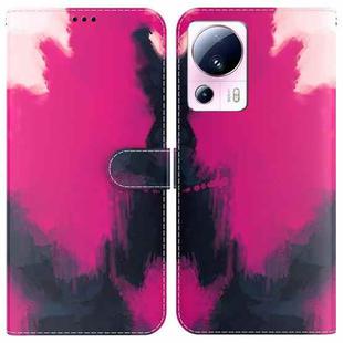 For Xiaomi 13 Lite / Civi 2 Watercolor Pattern Flip Leather Phone Case(Berry)