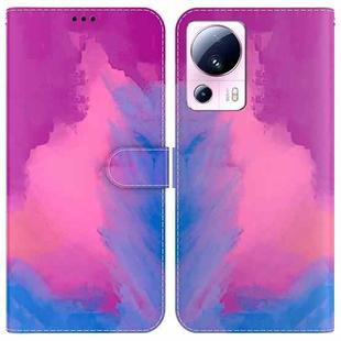 For Xiaomi 13 Lite / Civi 2 Watercolor Pattern Flip Leather Phone Case(Purple Red)