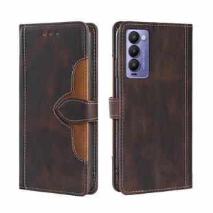 For Tecno Camon 18 / 18P Skin Feel Magnetic Buckle Leather Phone Case(Brown)