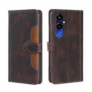 For Tecno Pova 4 Pro Skin Feel Magnetic Buckle Leather Phone Case(Brown)
