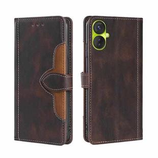 For Tecno Spark 9 Pro Skin Feel Magnetic Buckle Leather Phone Case(Brown)