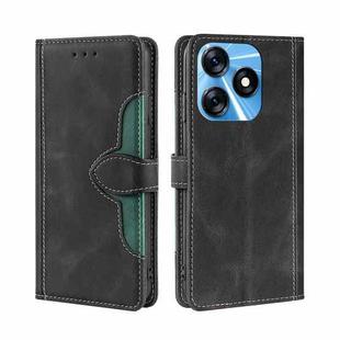 For Tecno Spark 10 4G Skin Feel Magnetic Buckle Leather Phone Case(Black)