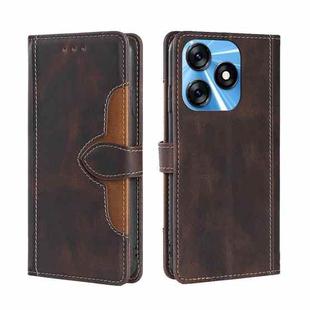 For Tecno Spark 10 4G Skin Feel Magnetic Buckle Leather Phone Case(Brown)