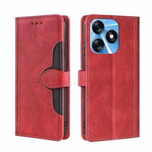 For Tecno Spark 10 4G Skin Feel Magnetic Buckle Leather Phone Case(Red)