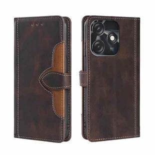 For Tecno Spark 10C Skin Feel Magnetic Buckle Leather Phone Case(Brown)