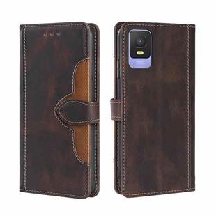 For TCL 403 Skin Feel Magnetic Buckle Leather Phone Case(Brown)