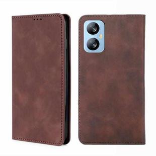 For Blackview A52 Skin Feel Magnetic Horizontal Flip Leather Phone Case(Dark Brown)