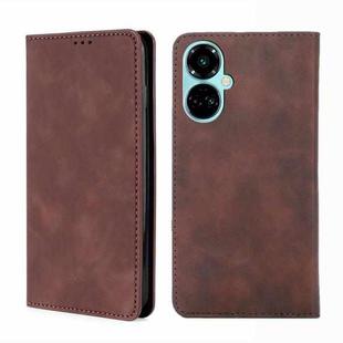 For Tecno Camon 19 / Camon 19 Pro Skin Feel Magnetic Horizontal Flip Leather Phone Case(Dark Brown)