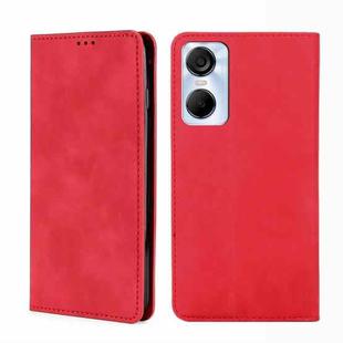 For Tecno Pop 6 Pro Skin Feel Magnetic Horizontal Flip Leather Phone Case(Red)