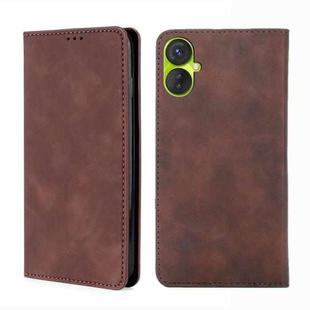 For Tecno Spark 9 Pro Skin Feel Magnetic Horizontal Flip Leather Phone Case(Dark Brown)