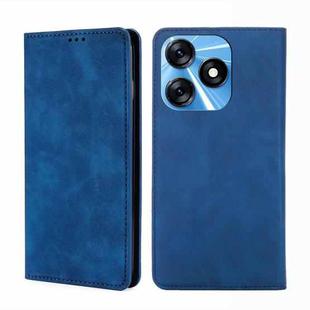 For Tecno Spark 10 4G Skin Feel Magnetic Horizontal Flip Leather Phone Case(Blue)