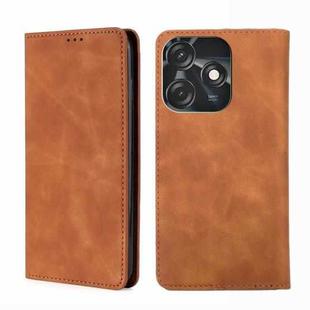 For Tecno Spark 10C Skin Feel Magnetic Horizontal Flip Leather Phone Case(Light Brown)