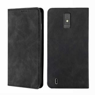 For ZTE Blade A32 Skin Feel Magnetic Horizontal Flip Leather Phone Case(Black)