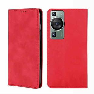 For Huawei P60 / P60 Pro Skin Feel Magnetic Horizontal Flip Leather Phone Case(Red)