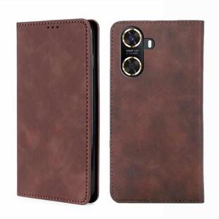 For Huawei Enjoy 60 Skin Feel Magnetic Horizontal Flip Leather Phone Case(Dark Brown)