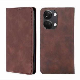 For OnePlus Ace 2V 5G Skin Feel Magnetic Horizontal Flip Leather Phone Case(Dark Brown)