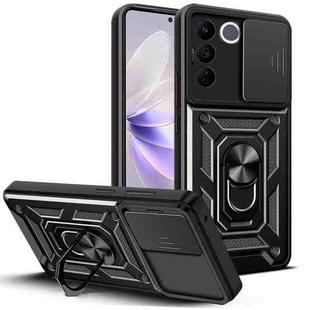 For vivo V27e Sliding Camera Cover Design TPU + PC Phone Case(Black)