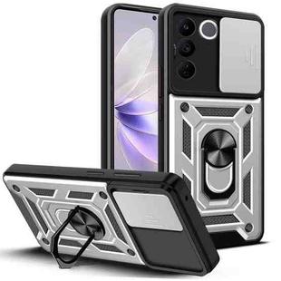 For vivo V27e Sliding Camera Cover Design TPU + PC Phone Case(Silver)