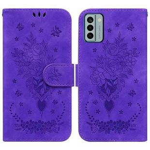 For Nokia G22 Butterfly Rose Embossed Leather Phone Case(Purple)