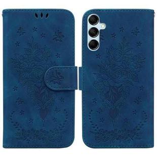 For Samsung Galaxy M14 Butterfly Rose Embossed Leather Phone Case(Blue)